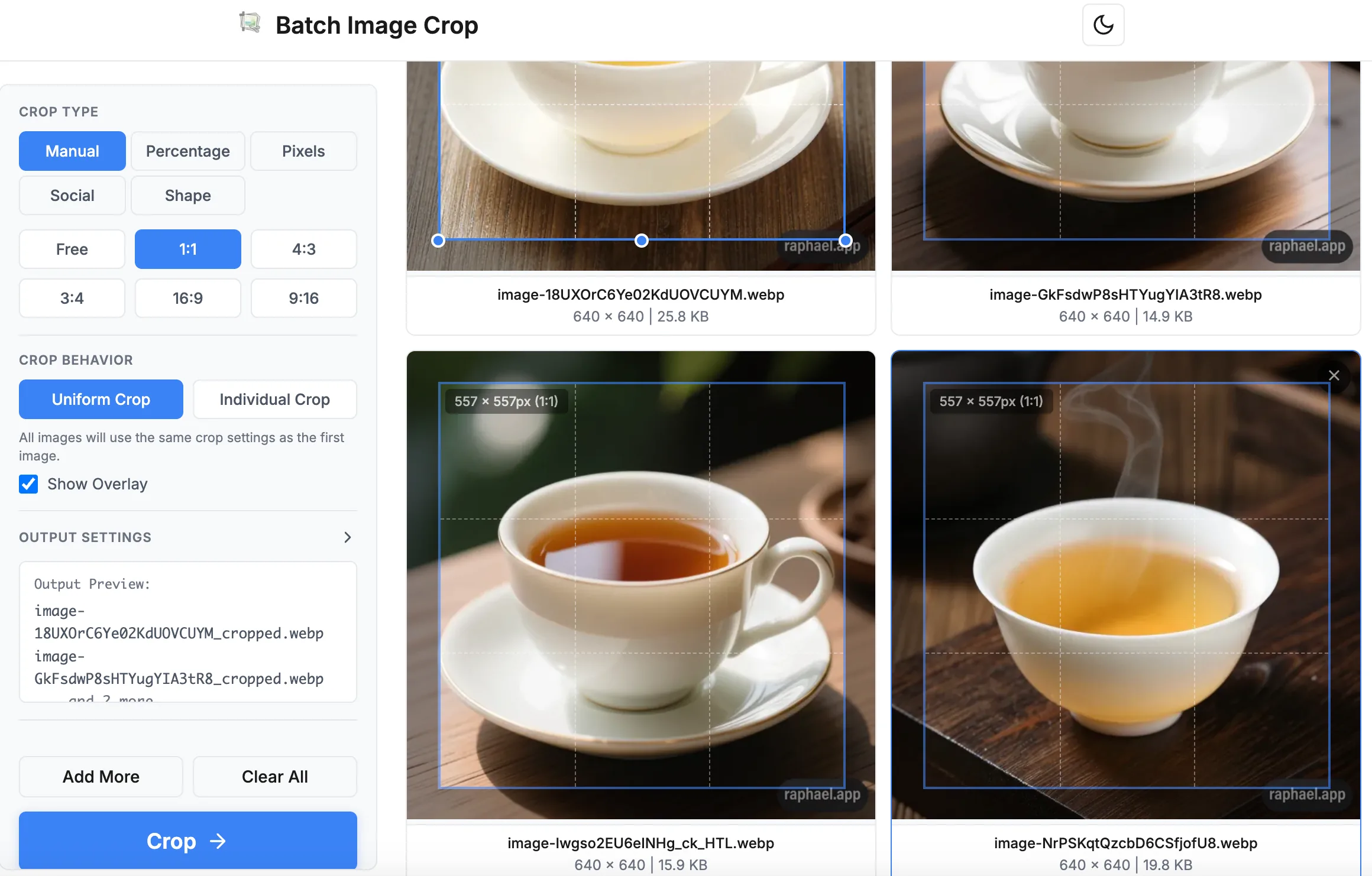 Preview all batch cropped e-commerce images before downloading